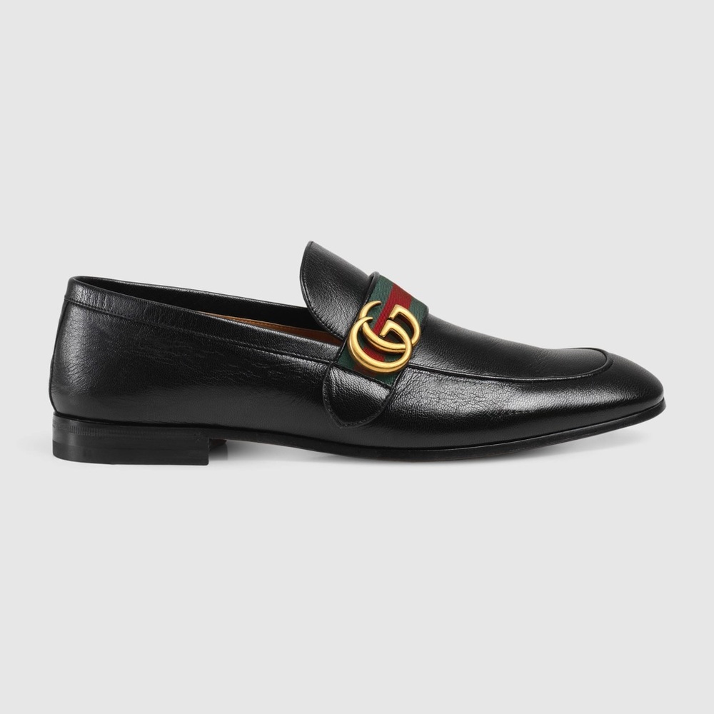 Gucci Leather loafer with Double G and Web